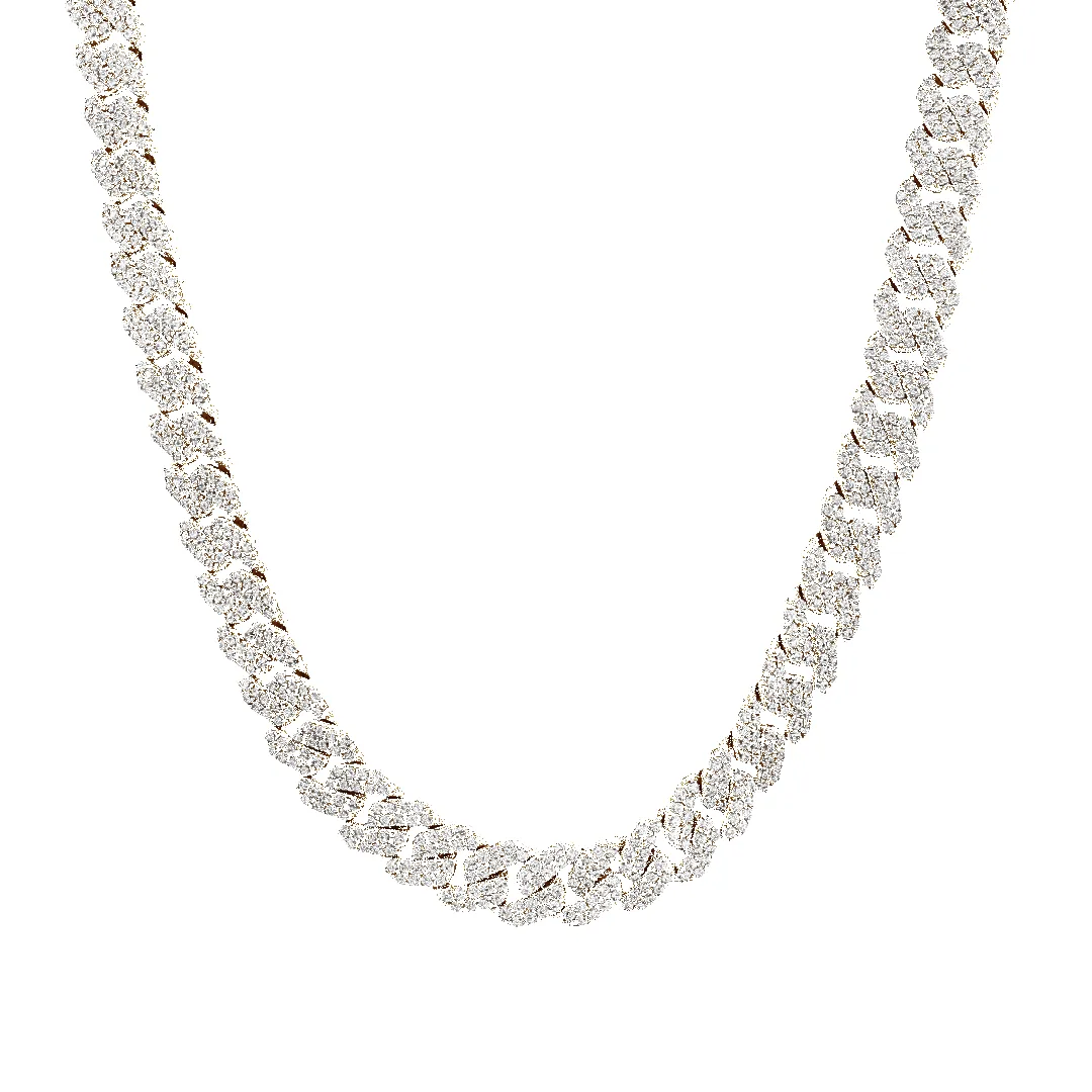 10K 15mm Hollow CZ Monaco Cuban Link Necklace sold by IceLink