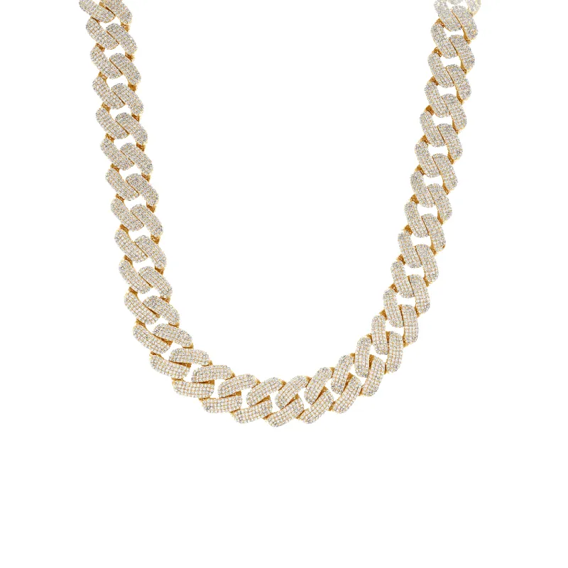 10K 17mm Hollow CZ Monaco Cuban Link Necklace made by IceLink