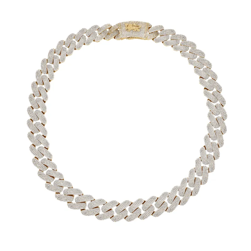 10K 22mm Hollow CZ Monaco Cuban Link Necklace made by IceLink