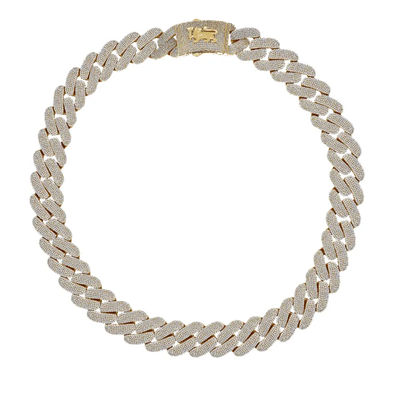 10K 24mm Hollow CZ Monaco Cuban Link Necklace made by IceLink