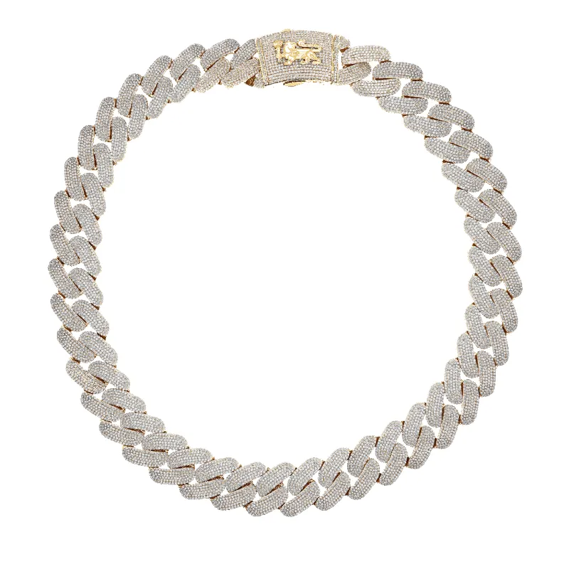10K 27mm Hollow CZ Monaco Cuban Link Necklace made by IceLink