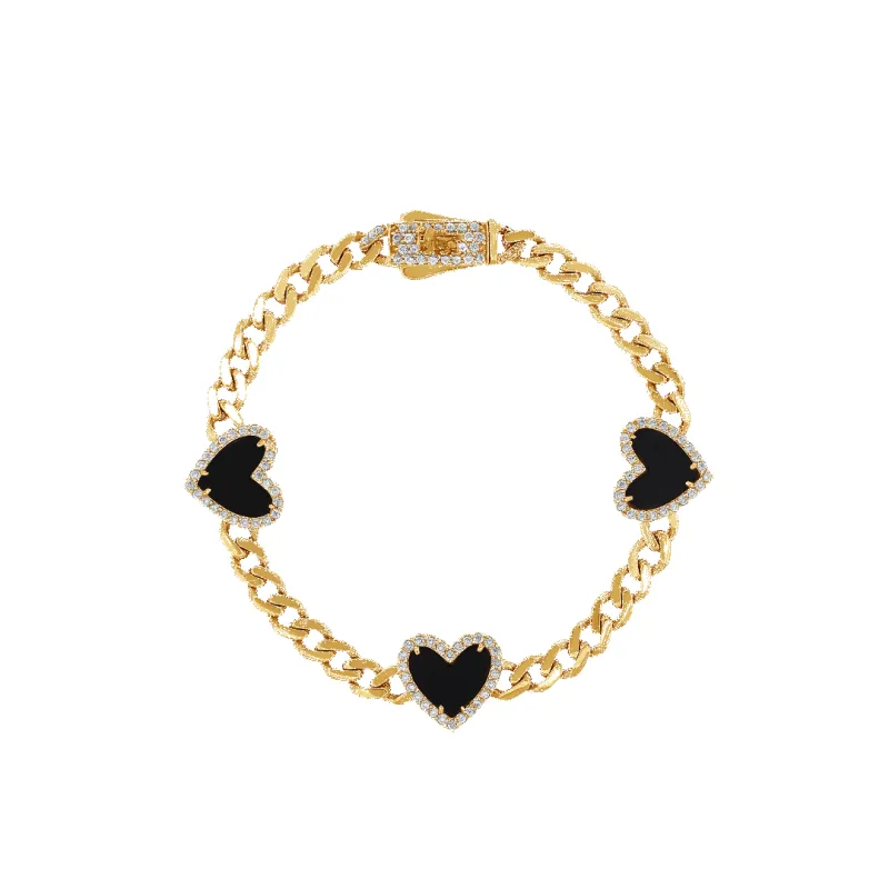 10K 5mm Black Heart Cuban Link Bracelet sold by IceLink