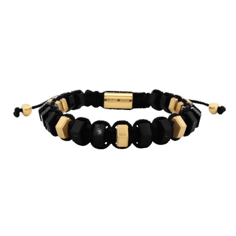 Men's Hexagon Onyx Eternity Cord Bracelet sold by IceLink