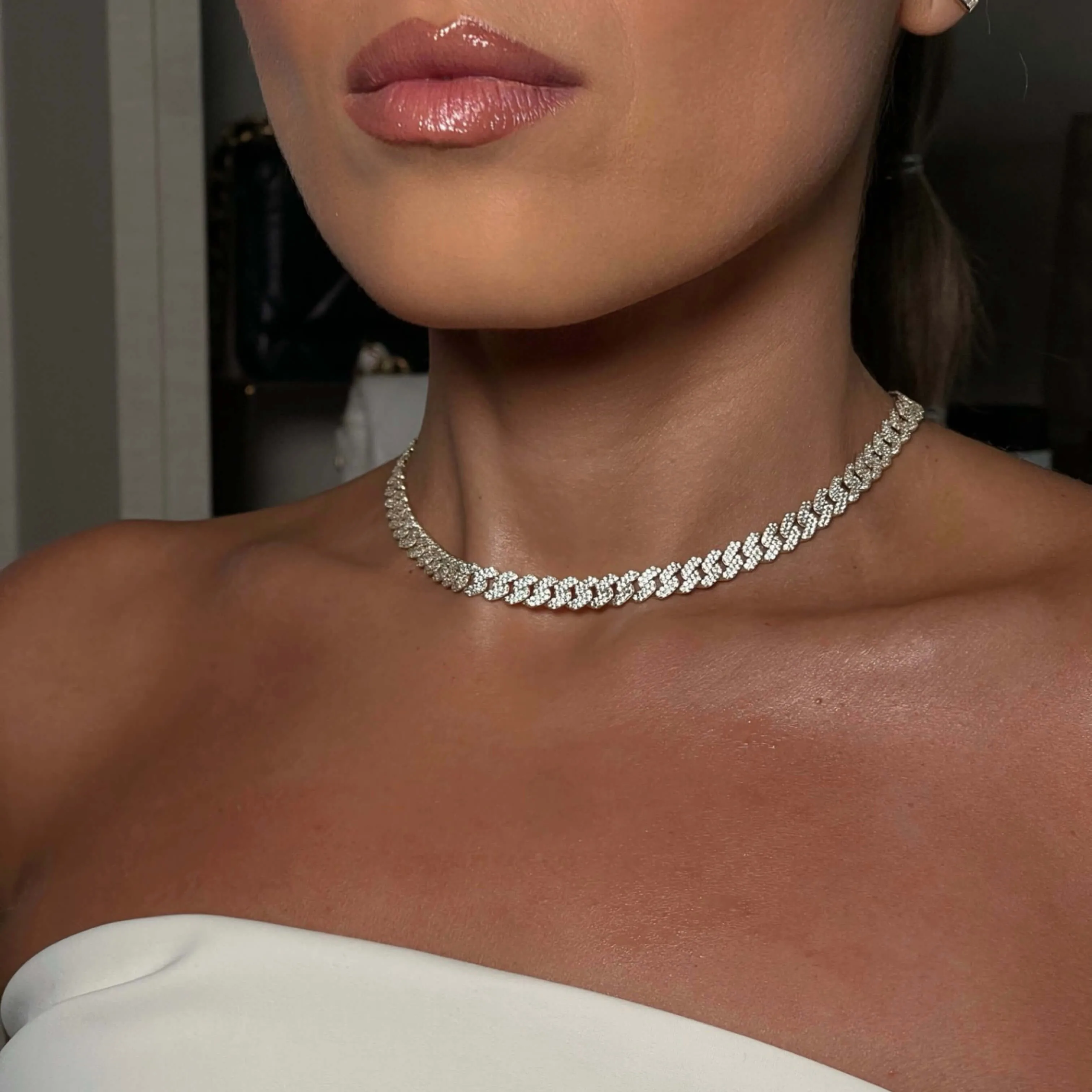 10K 7mm Hollow CZ Monaco Cuban Link Necklace sold by IceLink product image thumbnail 2