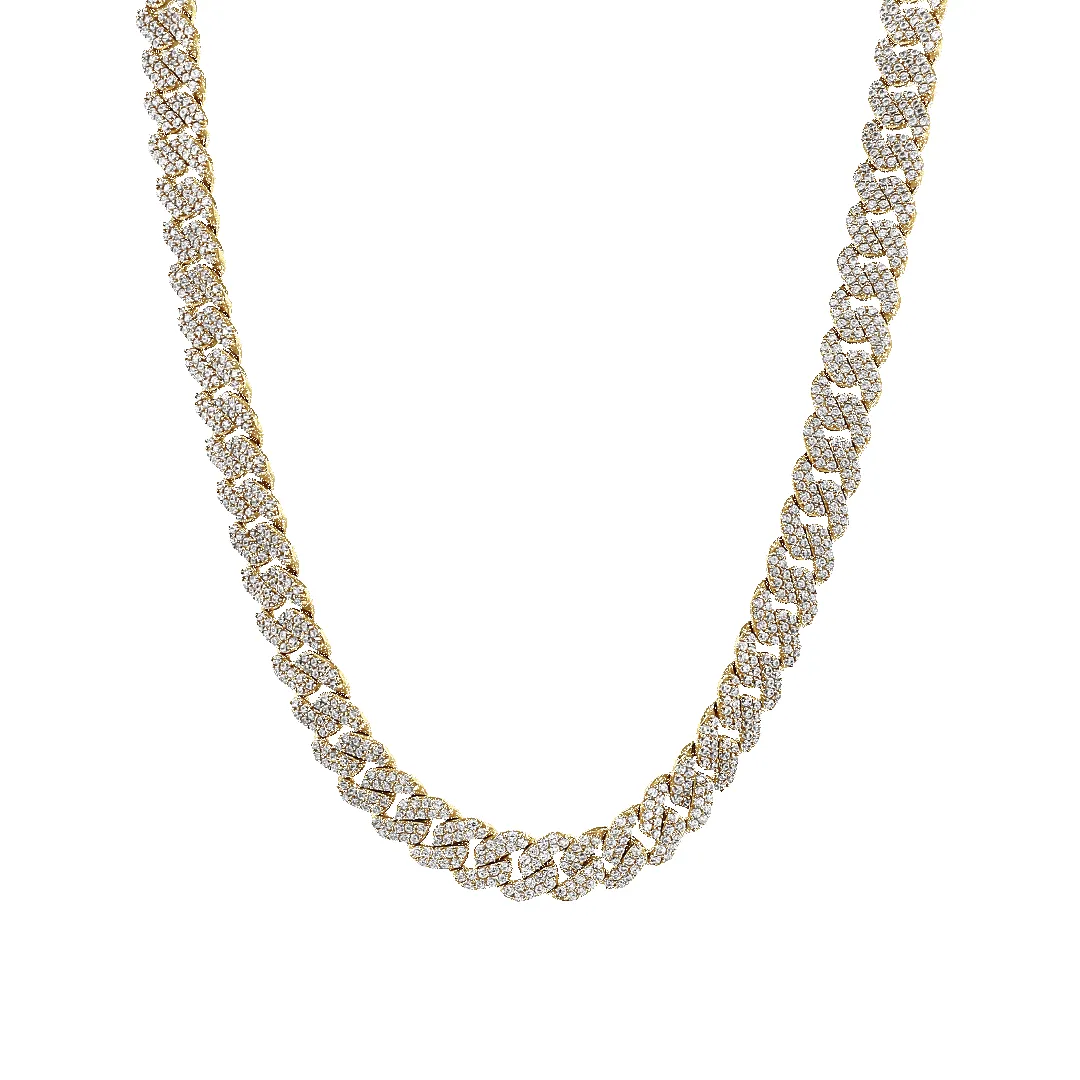 10K 7mm Hollow CZ Monaco Cuban Link Necklace sold by IceLink