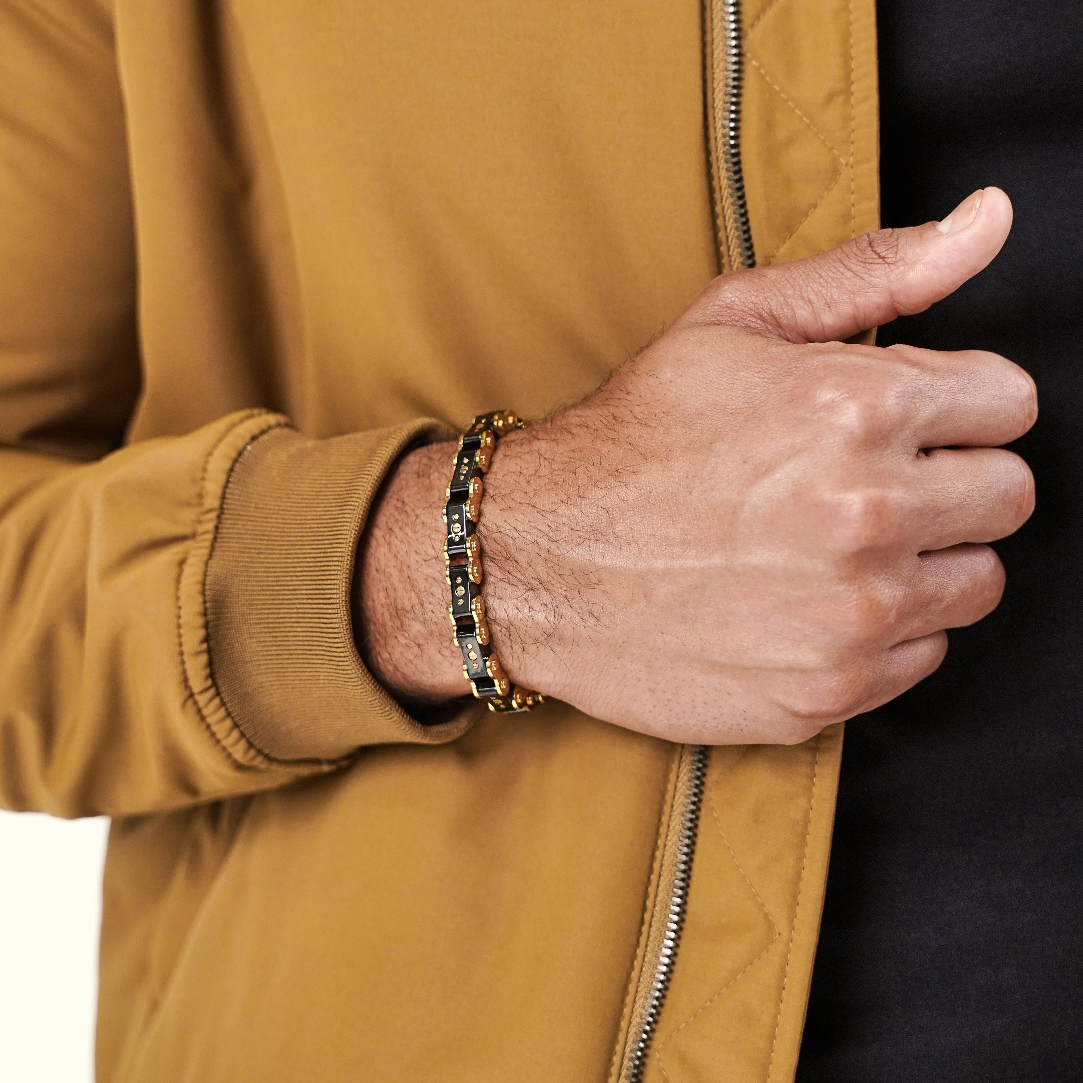 Black & Gold 9.5MM Bicycle Bracelet sold by IceLink product image thumbnail 2