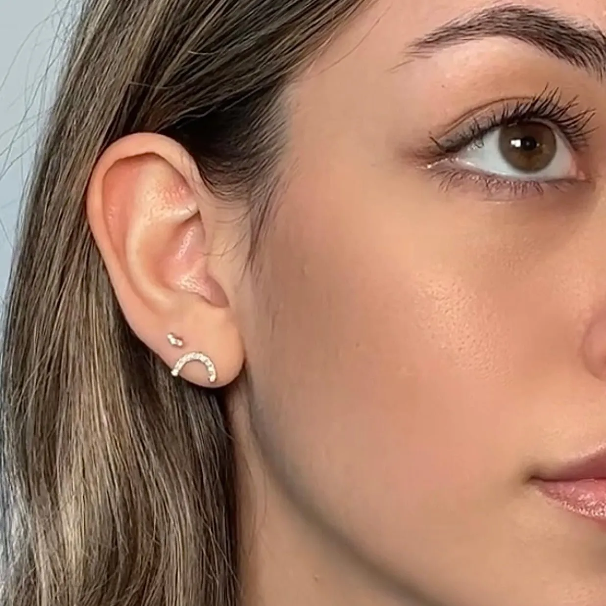 14K Arch Diamond Stud Earring (Single) sold by IceLink product image thumbnail 2