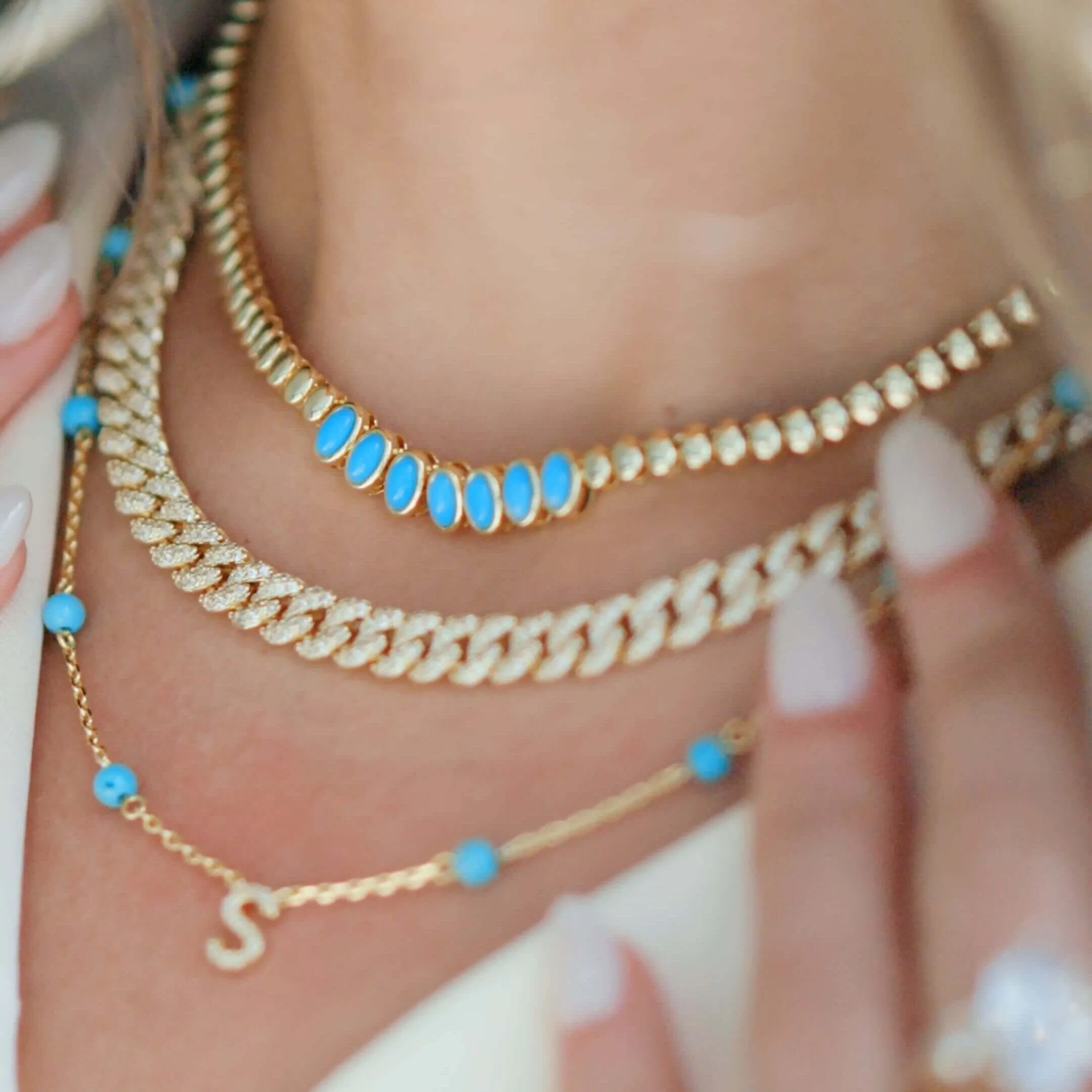 Turquoise 'True You' Initial Necklace sold by IceLink product image thumbnail 2