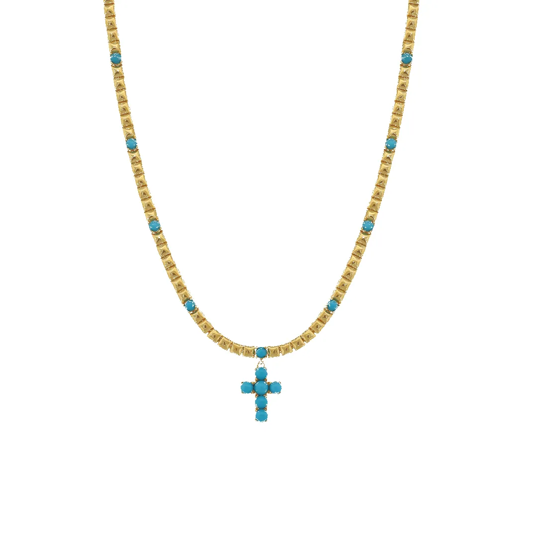 Turquoise Enamel Cross Necklace sold by IceLink