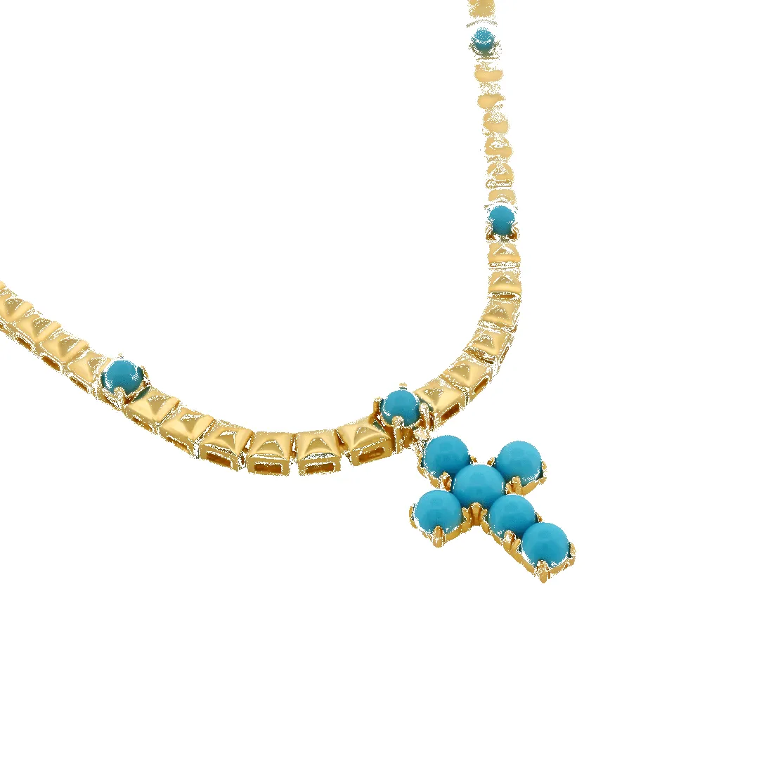 Turquoise Enamel Cross Necklace sold by IceLink product image thumbnail 3