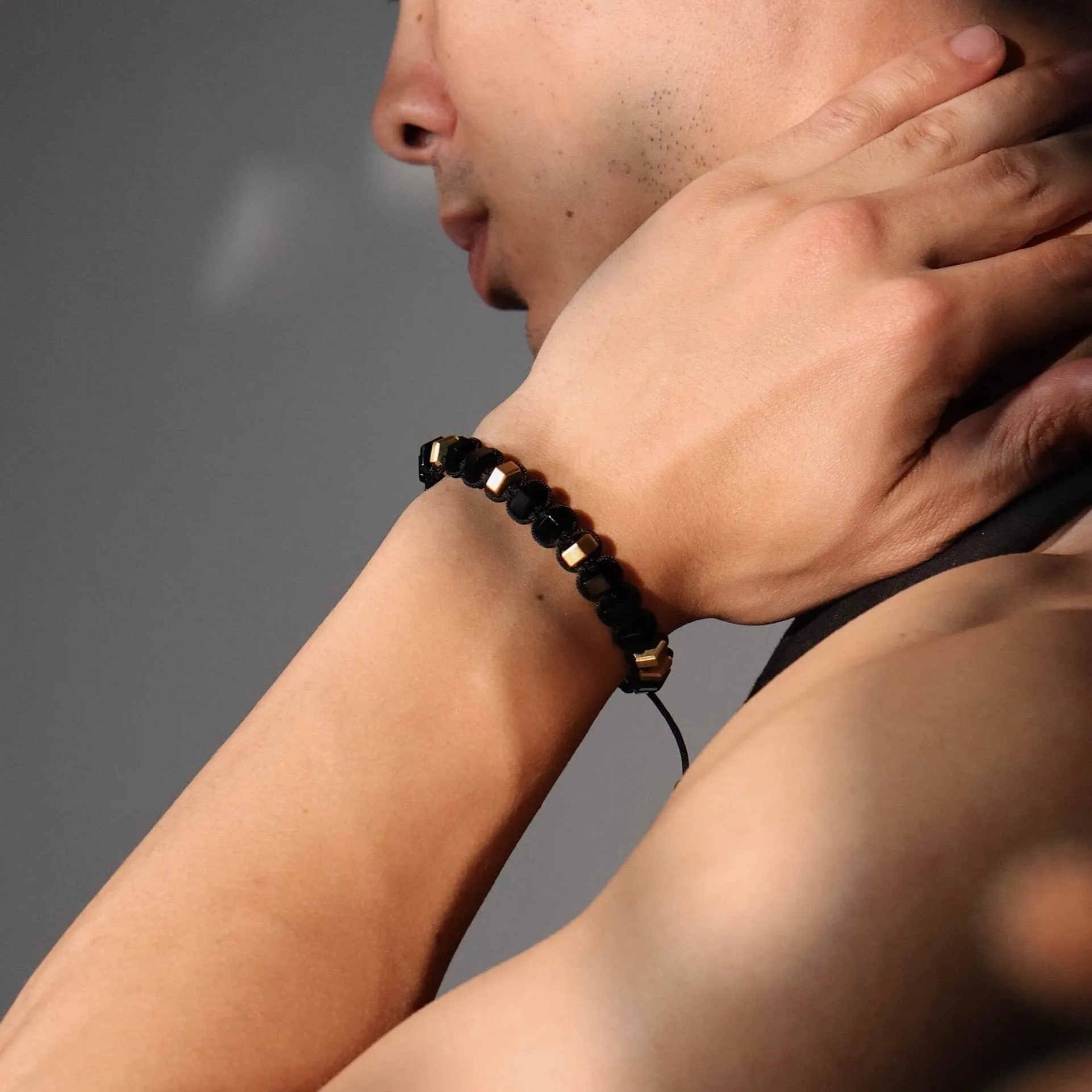 Men's Hexagon Onyx Eternity Cord Bracelet sold by IceLink product image thumbnail 2