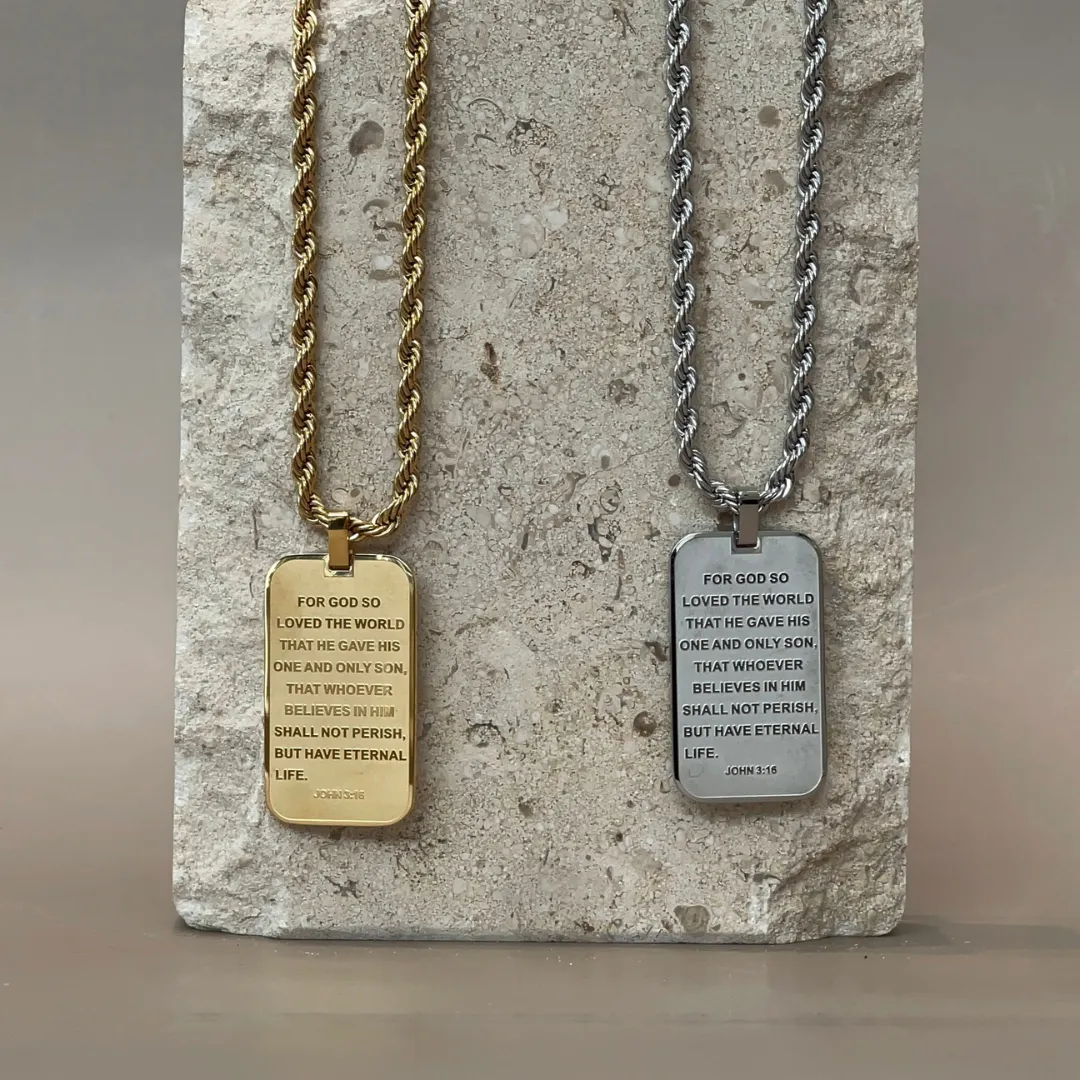 John 3:16 Dog Tag Prayer Necklace sold by IceLink product image thumbnail 4