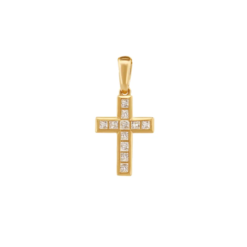14K Glory Diamond Cross Pendant 14mm sold by IceLink