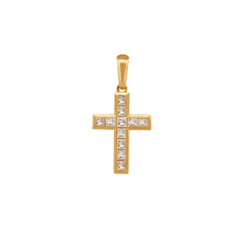 14K Glory Diamond Cross Pendant 15.7mm sold by IceLink