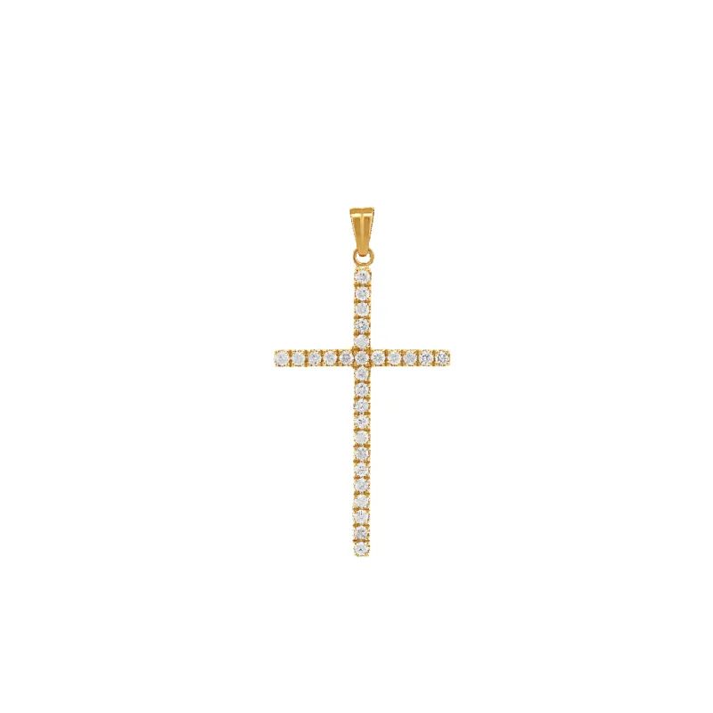 14K Large Square Diamond Cross Pendant sold by IceLink
