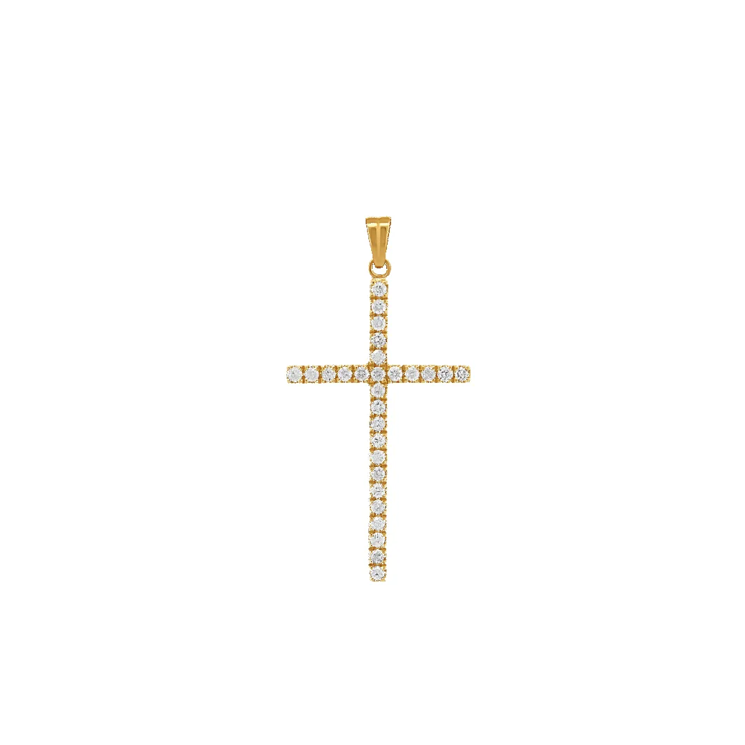 14K Large Square Diamond Cross Pendant sold by IceLink
