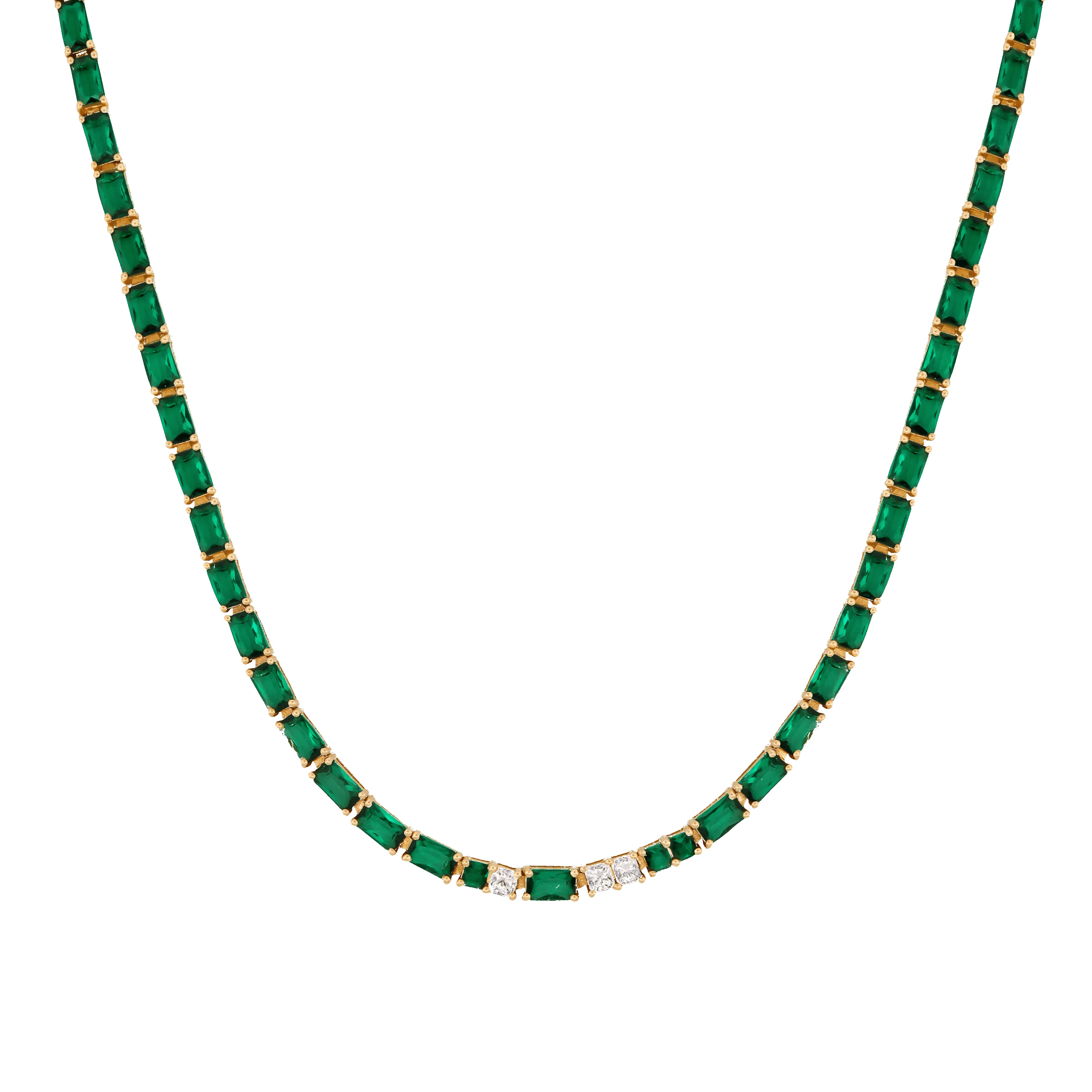 14K Emerald CZ & Diamond Necklace sold by IceLink