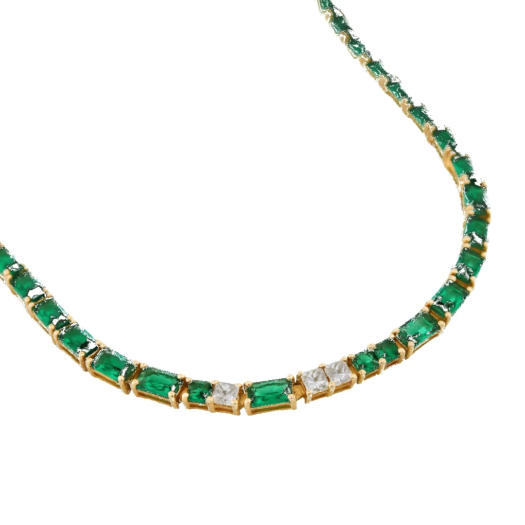 14K Emerald CZ & Diamond Necklace sold by IceLink product image thumbnail 3