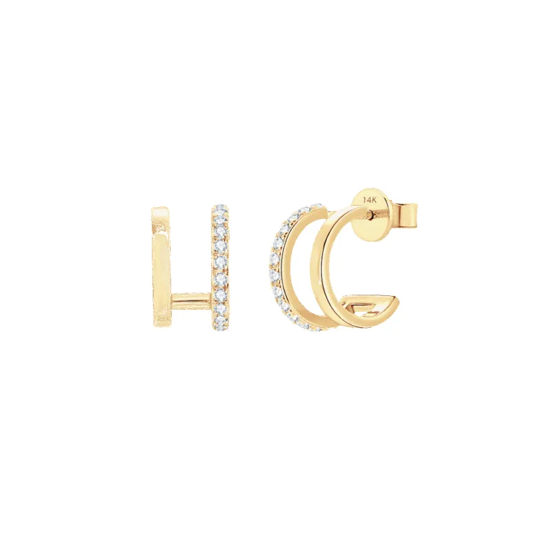 14K Double Hoop Moissanite Earrings sold by IceLink