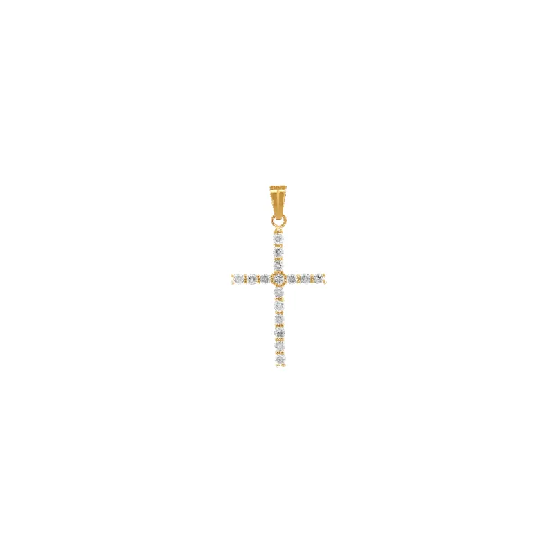 14K Small Round Diamond Cross Pendant sold by IceLink
