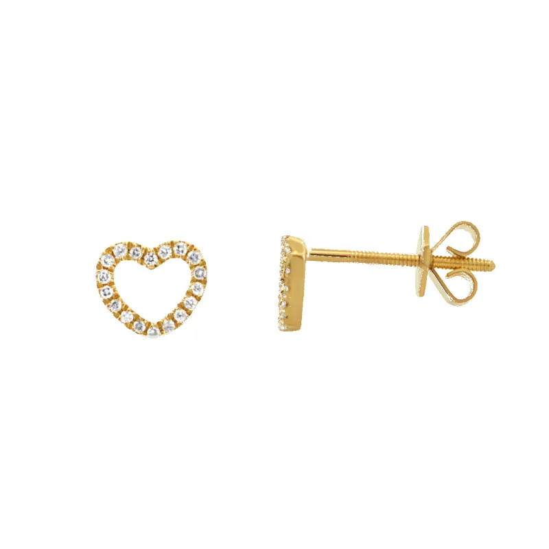 14K Hallie Heart Diamond Stud Earrings sold by IceLink