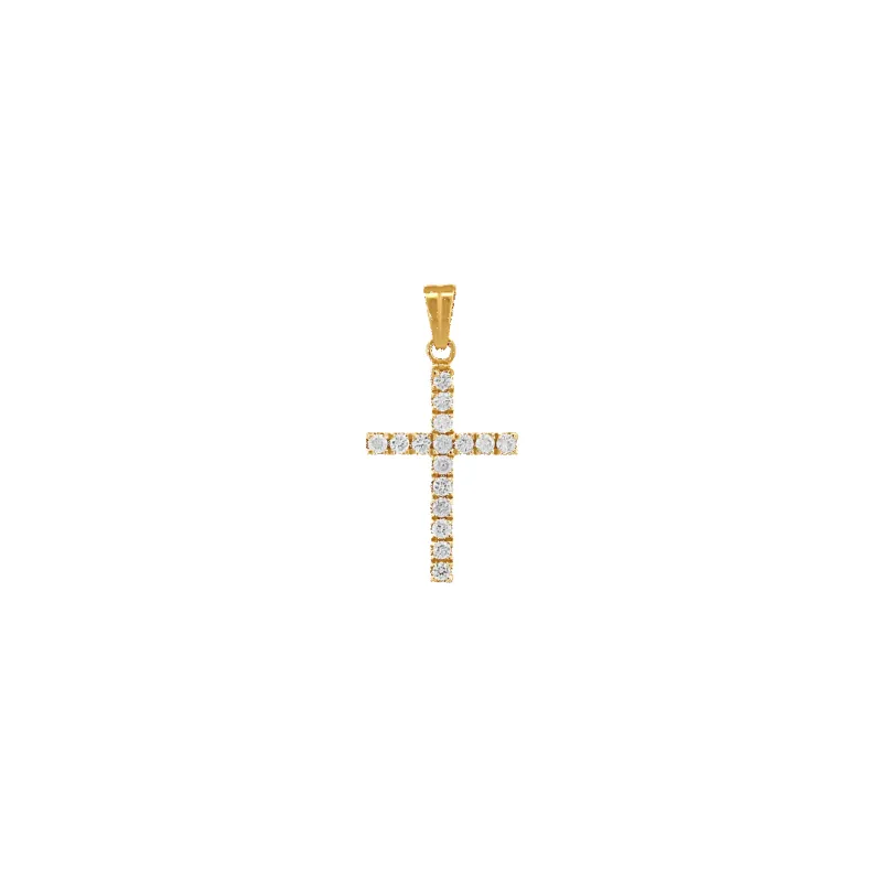 14K Small Square-Set Diamond Cross Pendant sold by IceLink