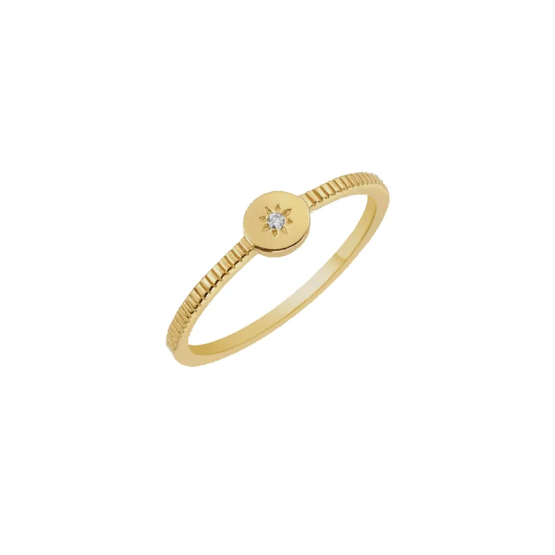 14K Star-Set Ribbed Ring sold by IceLink
