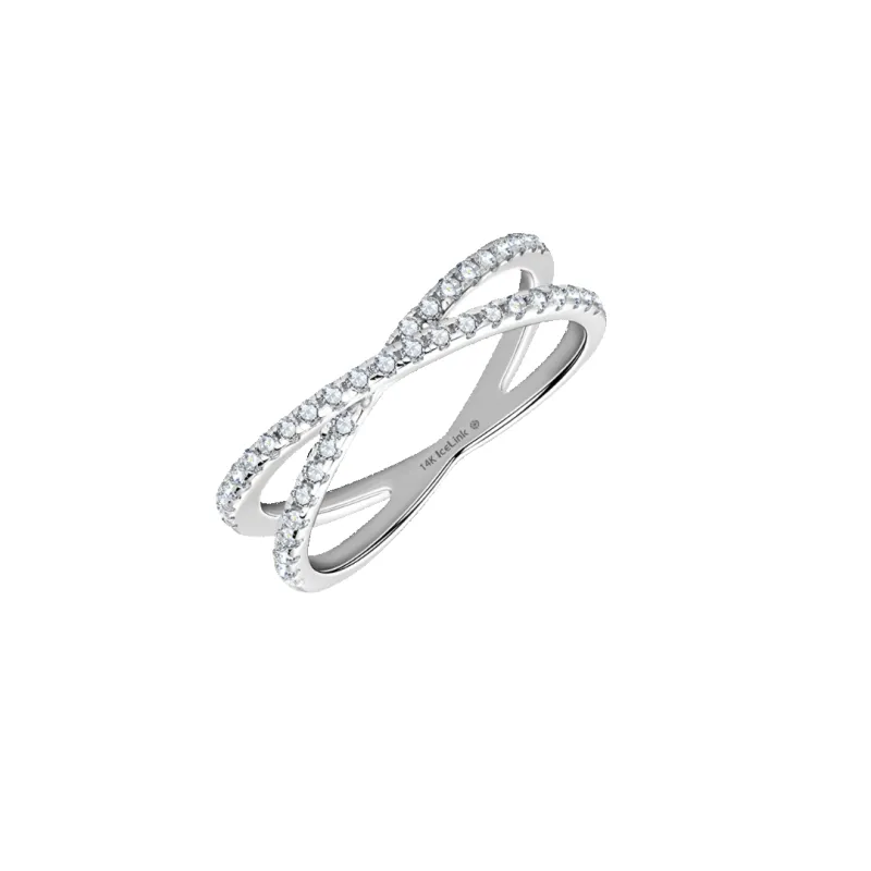 14K Criss Cross Moissanite Ring made by IceLink