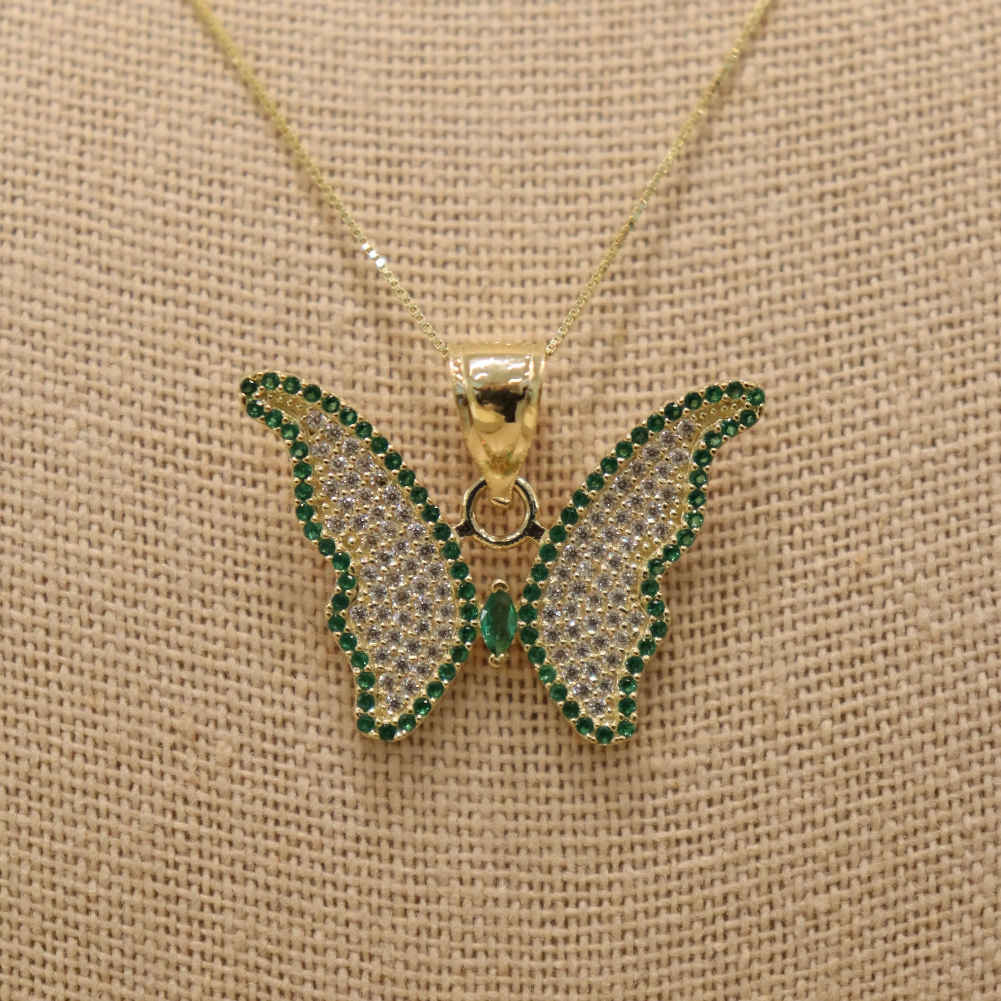 14K Emerald Butterfly Pendant sold by IceLink product image thumbnail 3