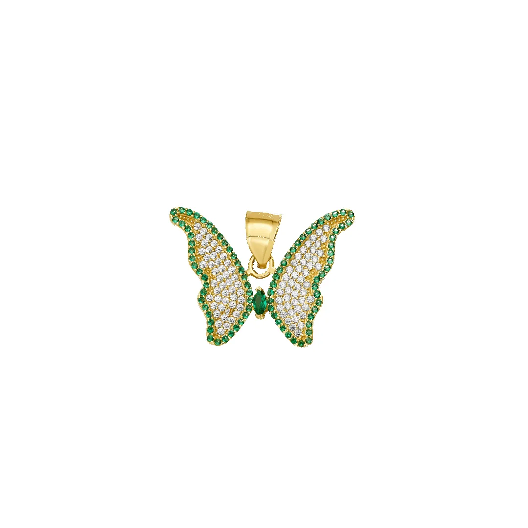 14K Emerald Butterfly Pendant sold by IceLink