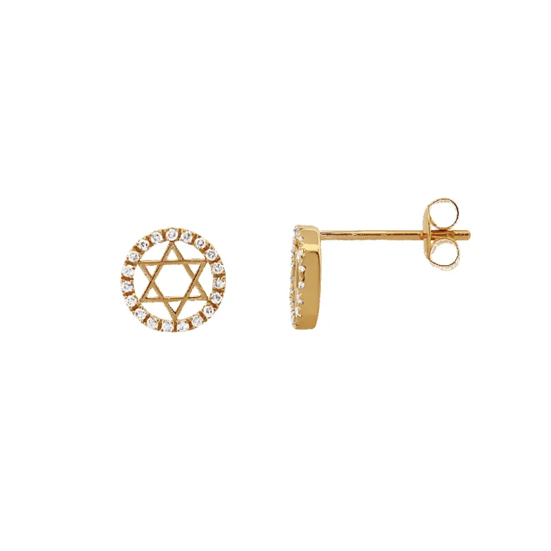 14K Star of David Diamond Stud Earrings sold by IceLink