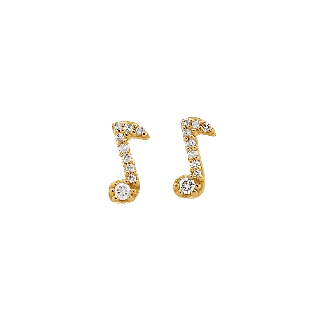 14K Musical Note Diamond Stud Earrings (sample sale) sold by IceLink product image thumbnail 5