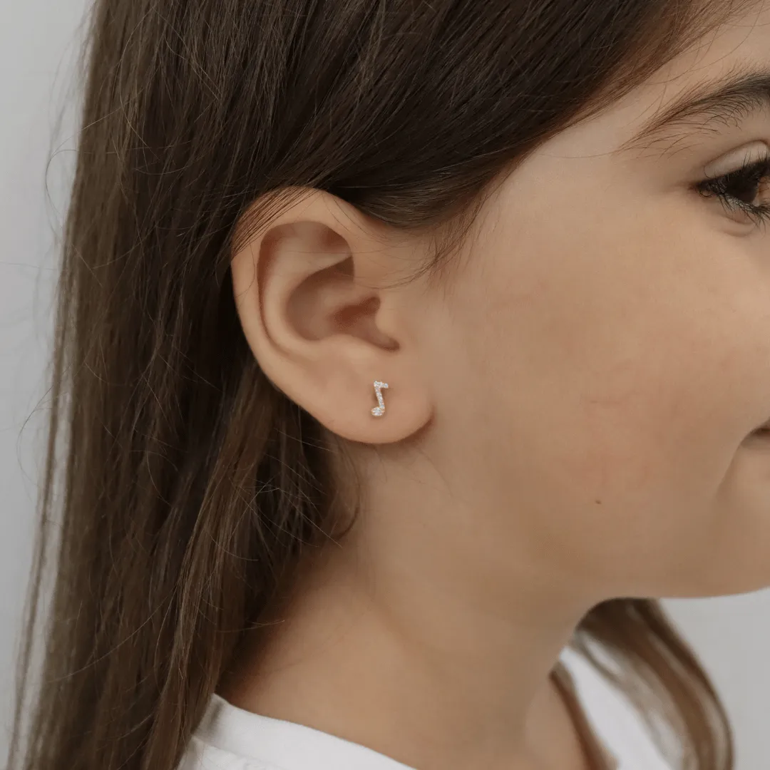 14K Musical Note Diamond Stud Earrings (sample sale) sold by IceLink product image thumbnail 2