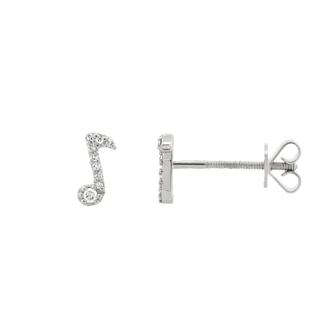 14K Musical Note Diamond Stud Earrings (sample sale) sold by IceLink