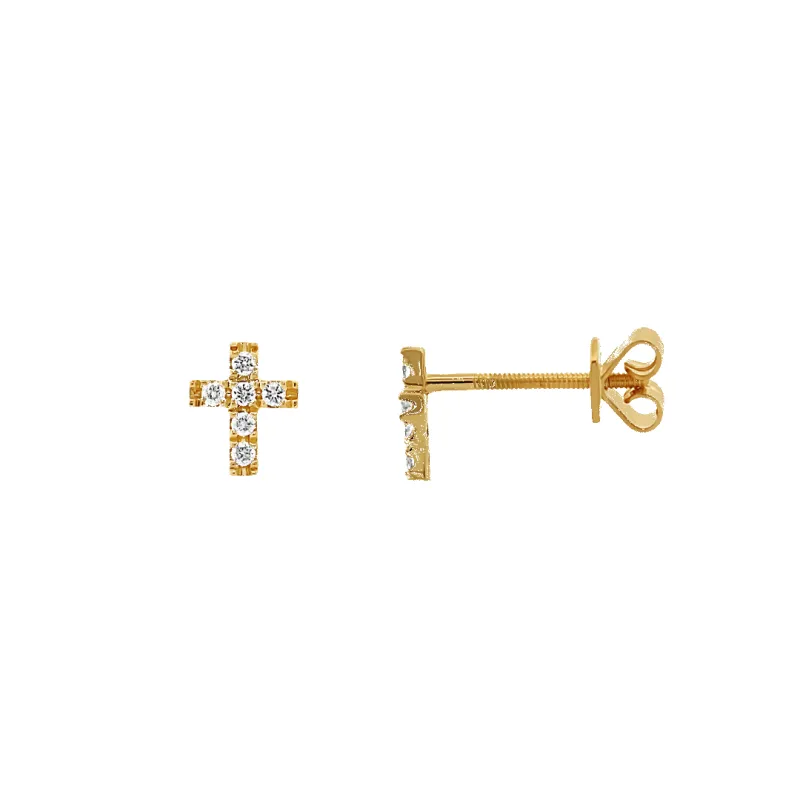 14K Chloe Cross Diamond Stud Earrings sold by IceLink