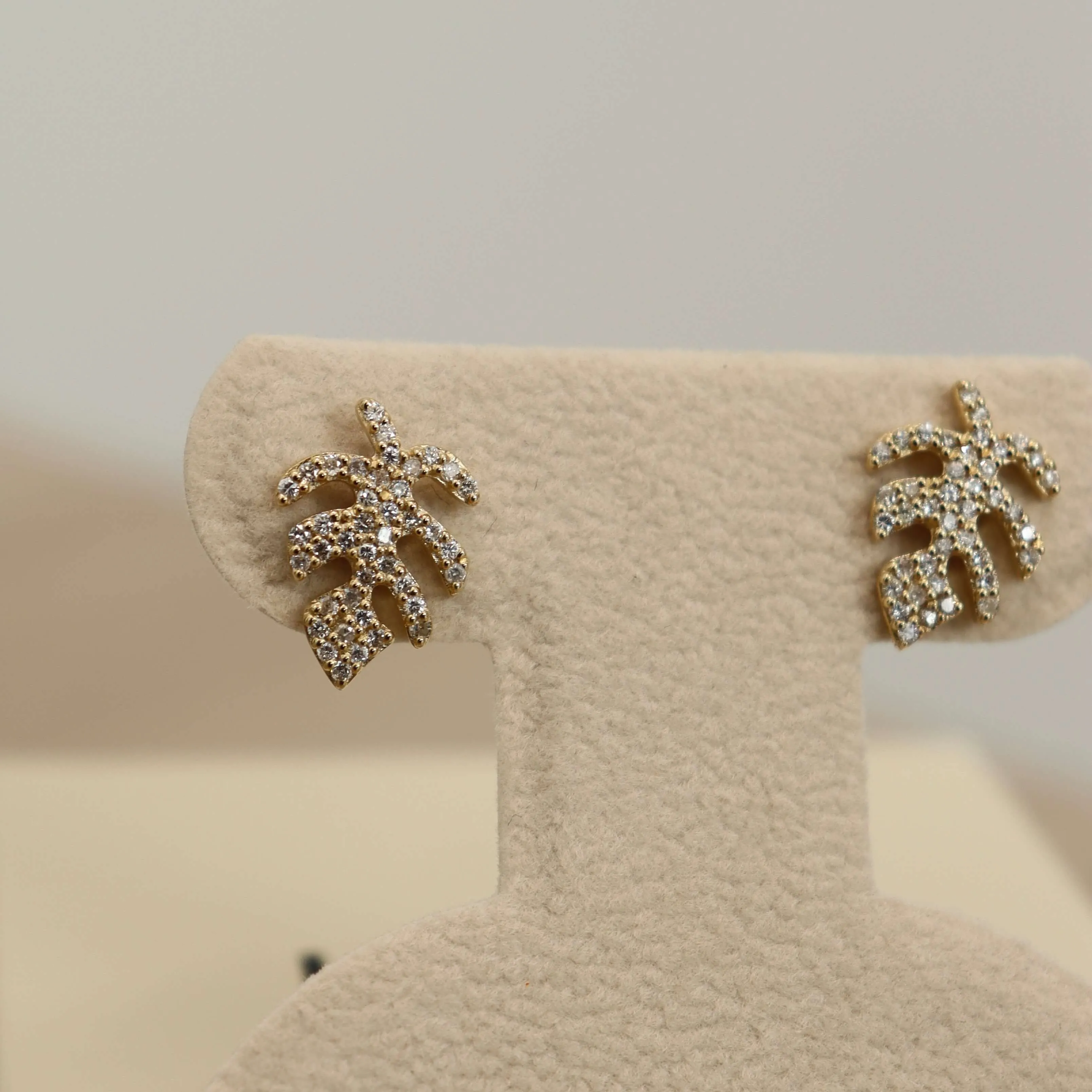 14K Leaf Diamond Stud Earrings (Sample Sale) sold by IceLink product image thumbnail 3