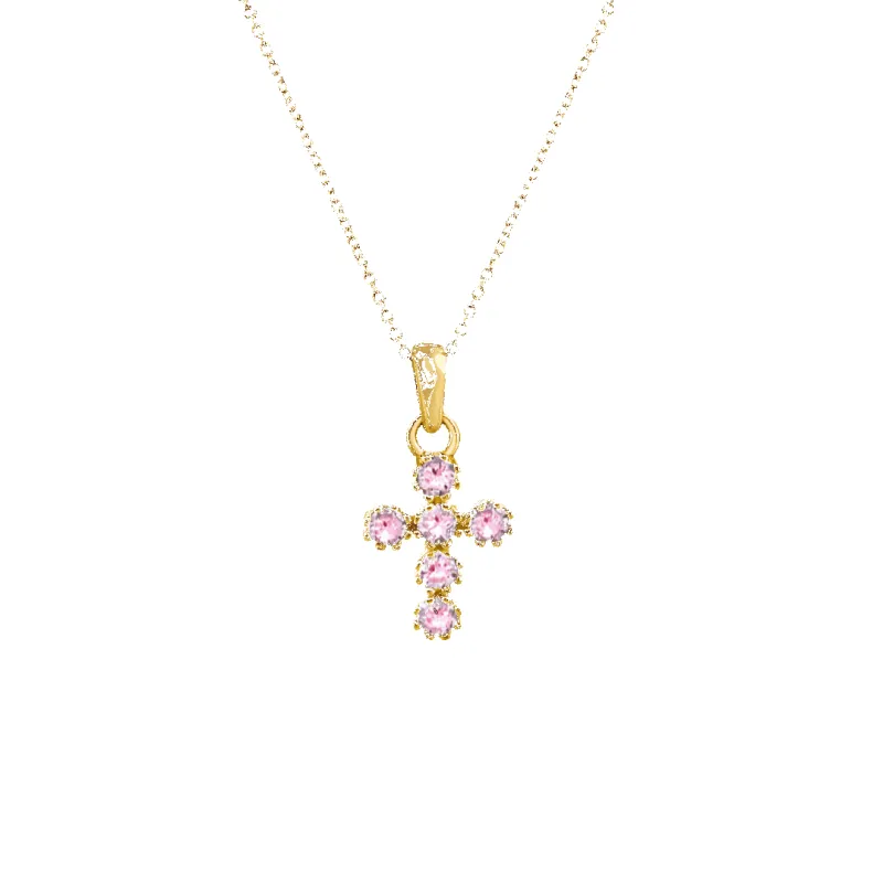 14K Pink Cross Necklace sold by IceLink