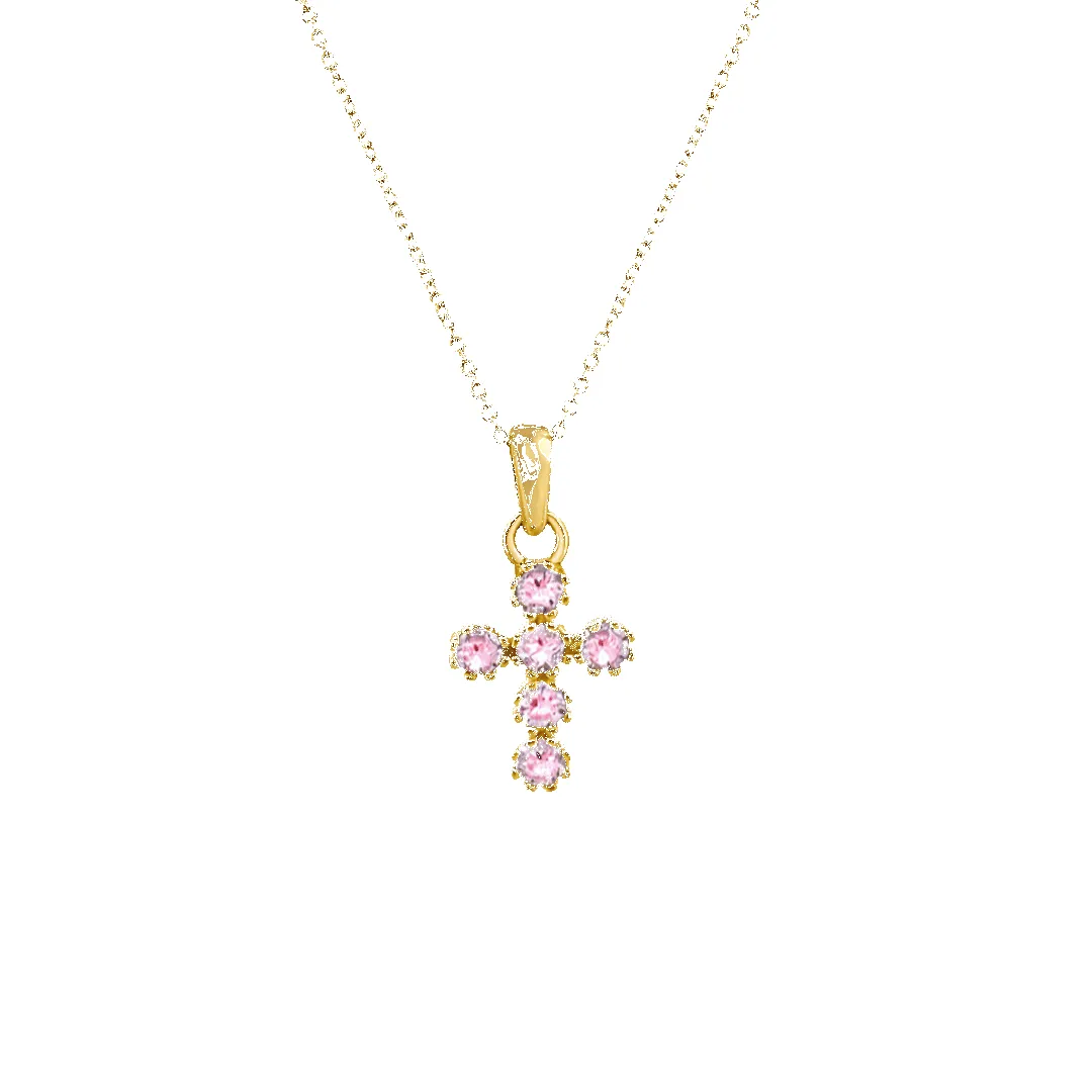 14K Pink Cross Necklace sold by IceLink