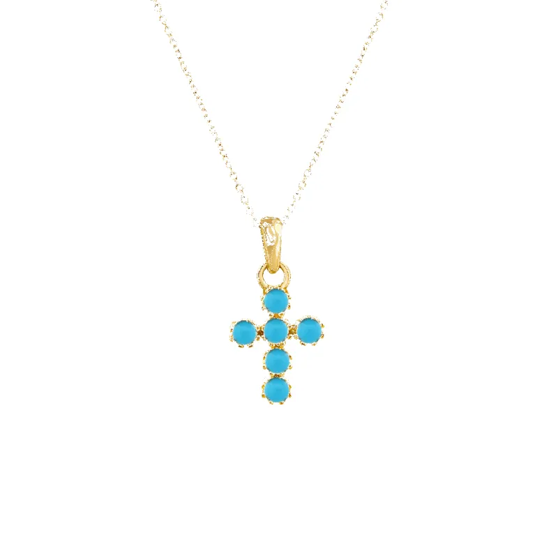 14K Turquoise Cross Necklace sold by IceLink