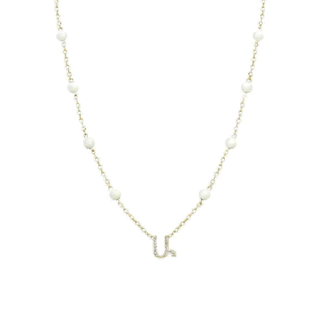 White Armenian Initial Necklace sold by IceLink