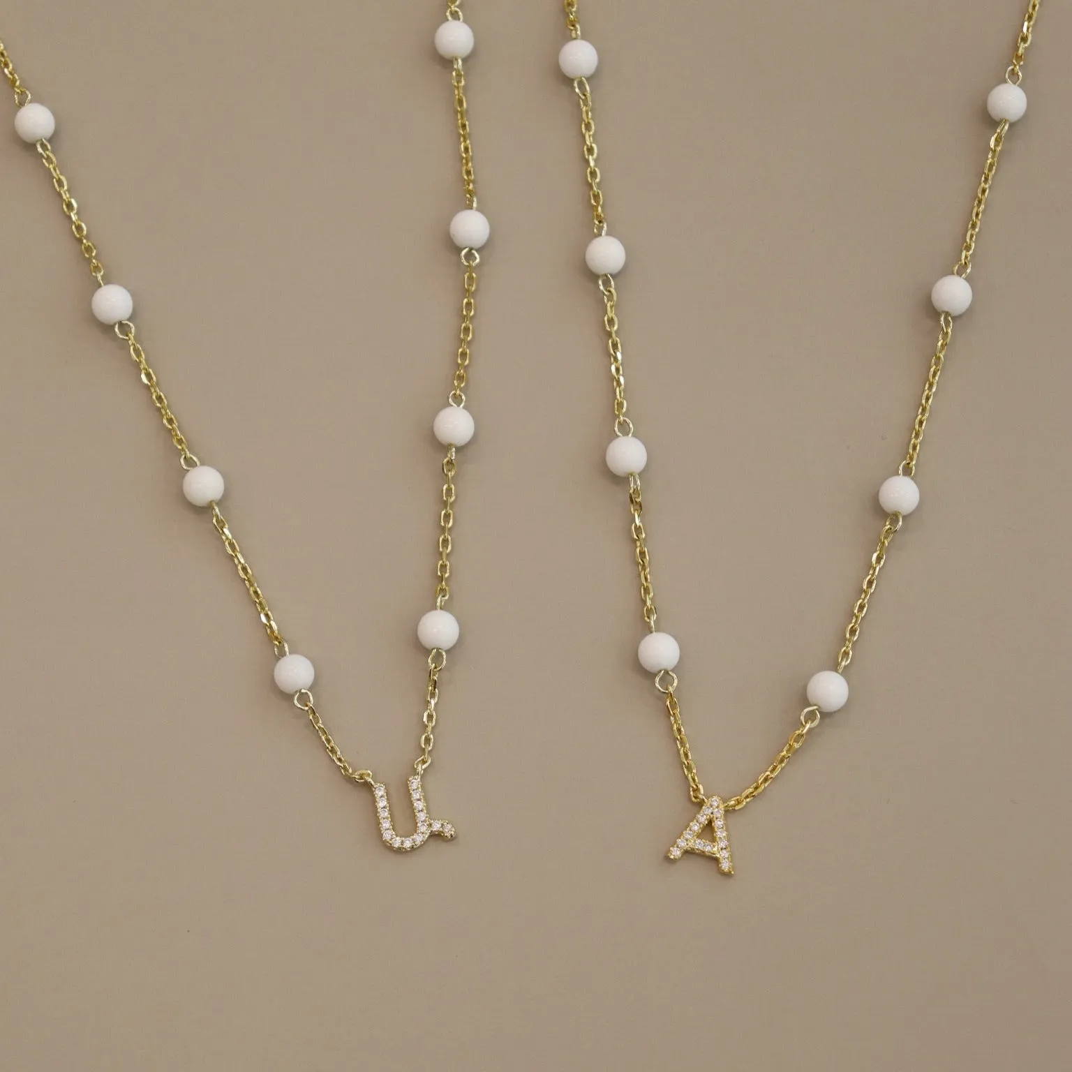 White Armenian Initial Necklace sold by IceLink product image thumbnail 4