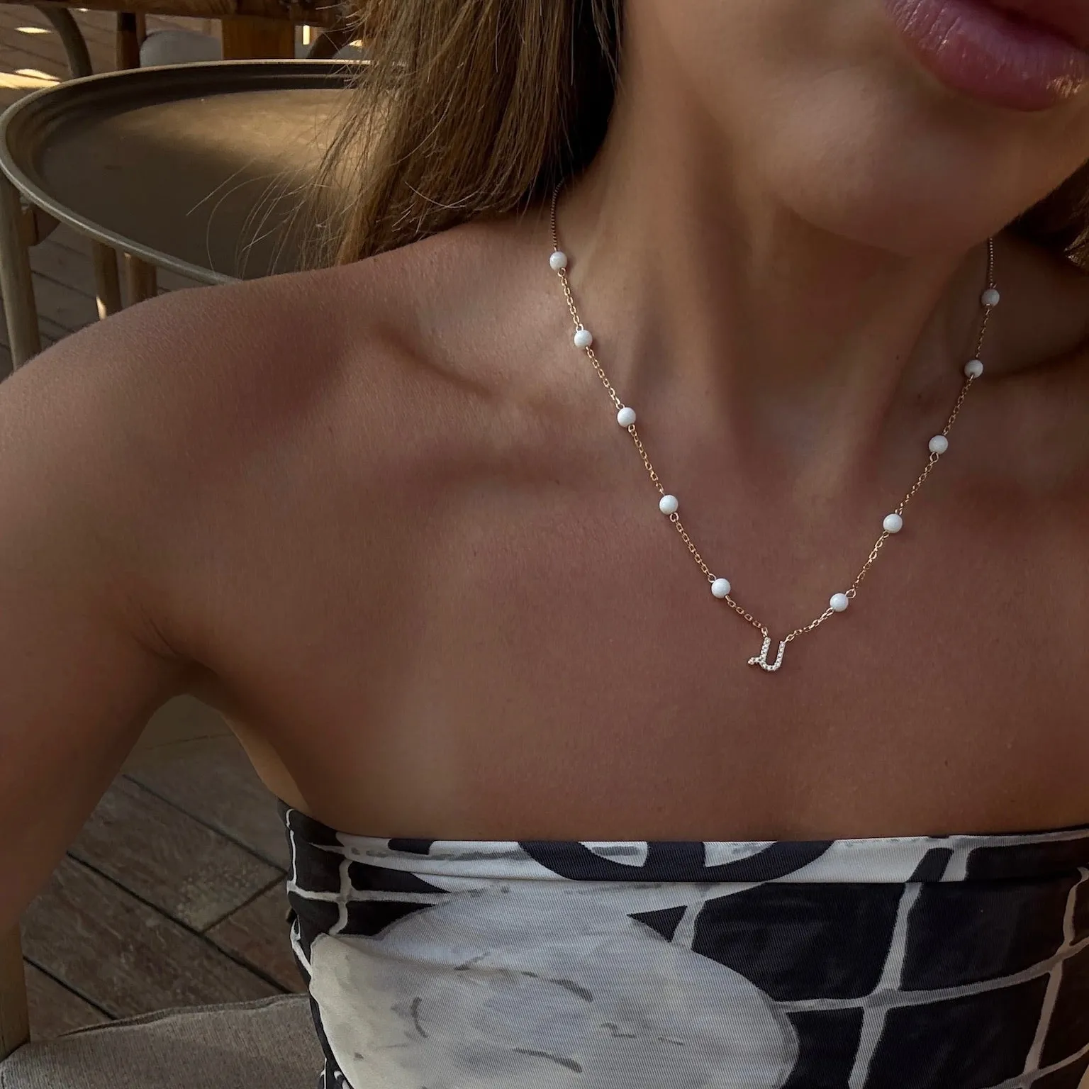 White Armenian Initial Necklace sold by IceLink product image thumbnail 2