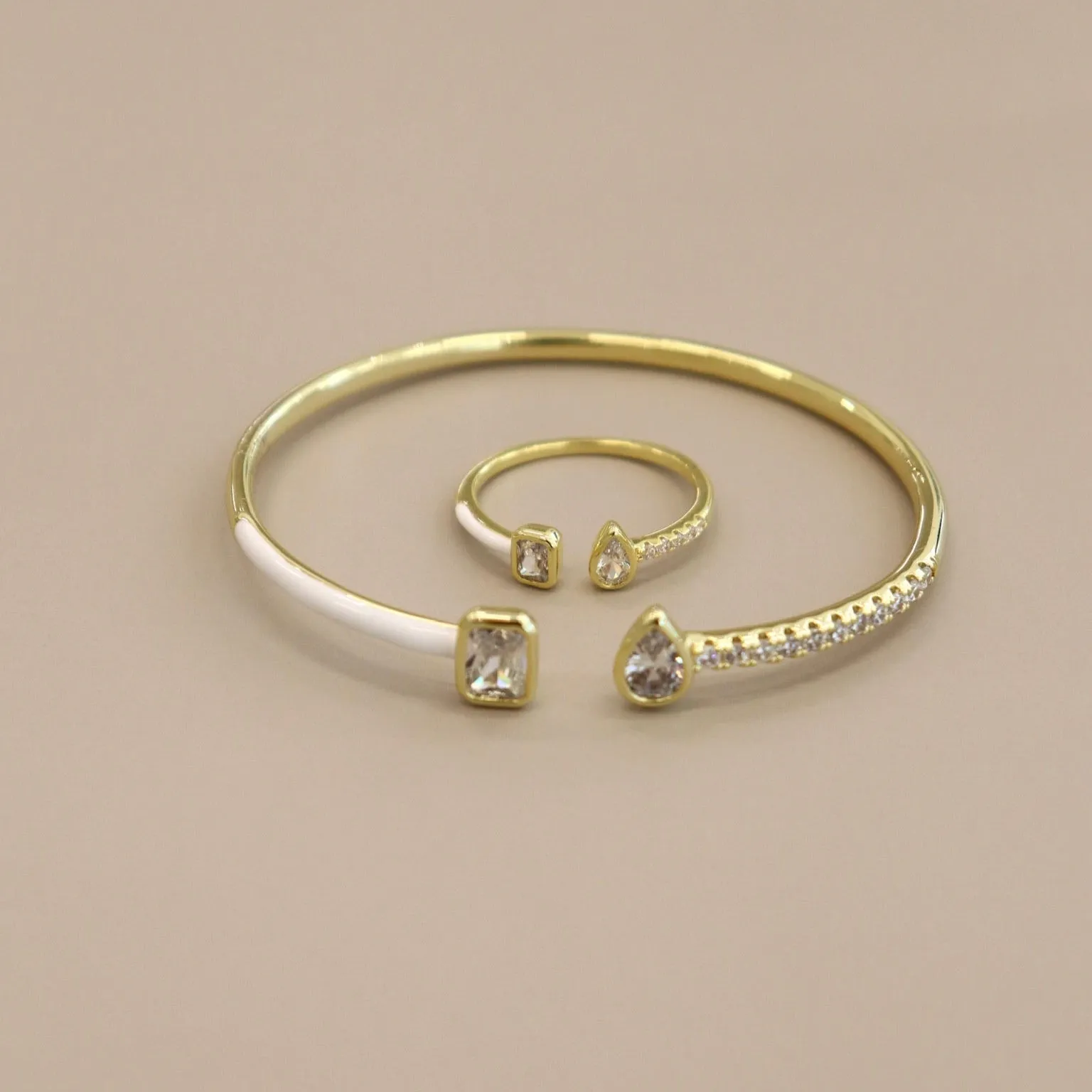 Toi et Moi White Enamel Ring sold by IceLink product image thumbnail 2