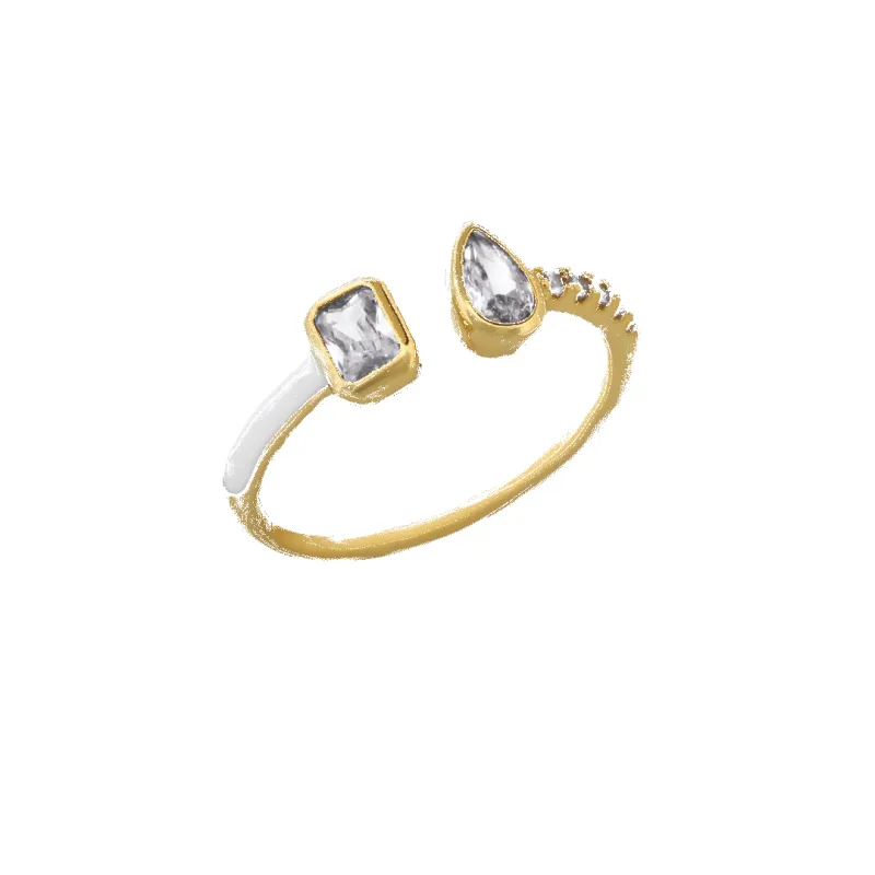 Toi et Moi White Enamel Ring made by IceLink