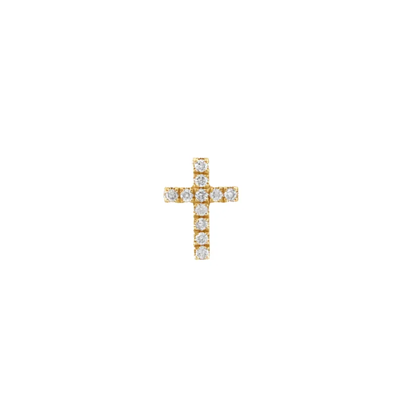 14K Single Diamond Square Cross Stud Earring sold by IceLink