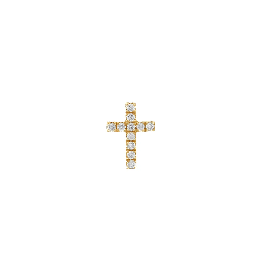 14K Single Diamond Square Cross Stud Earring sold by IceLink