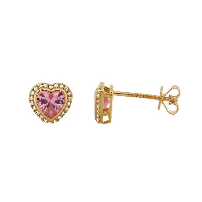 14K Pink Heart Diamond Stud Earrings sold by IceLink