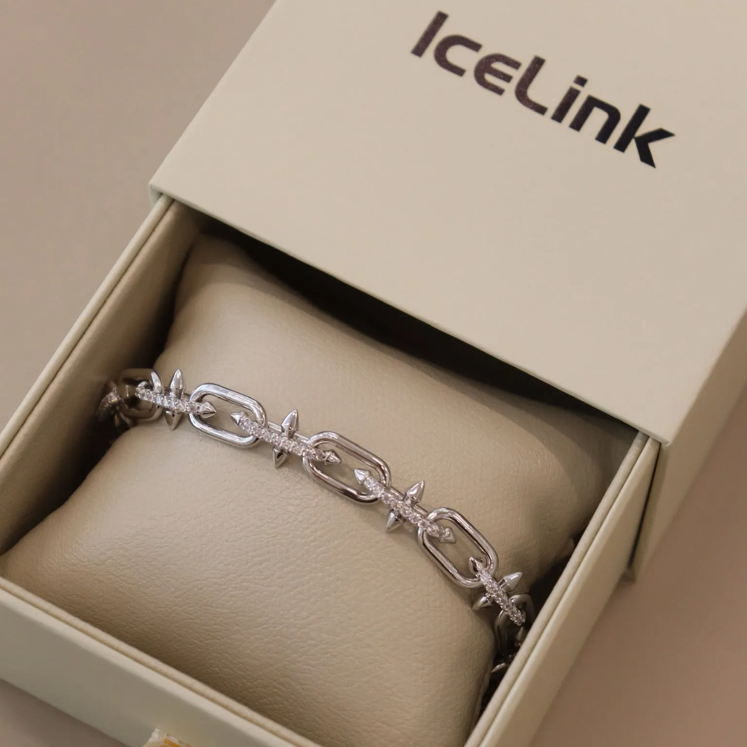 Mens Chrome Link Paperclip Bracelet sold by IceLink product image thumbnail 2