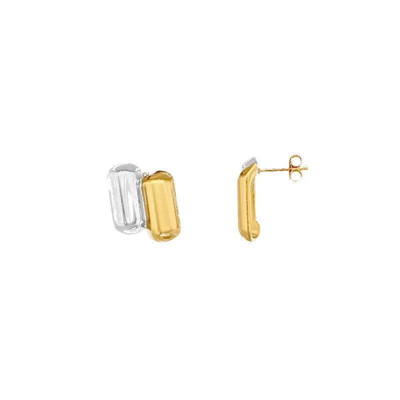 Arden’ Two-Tone Cylinder Earrings (sample sale) made by IceLink