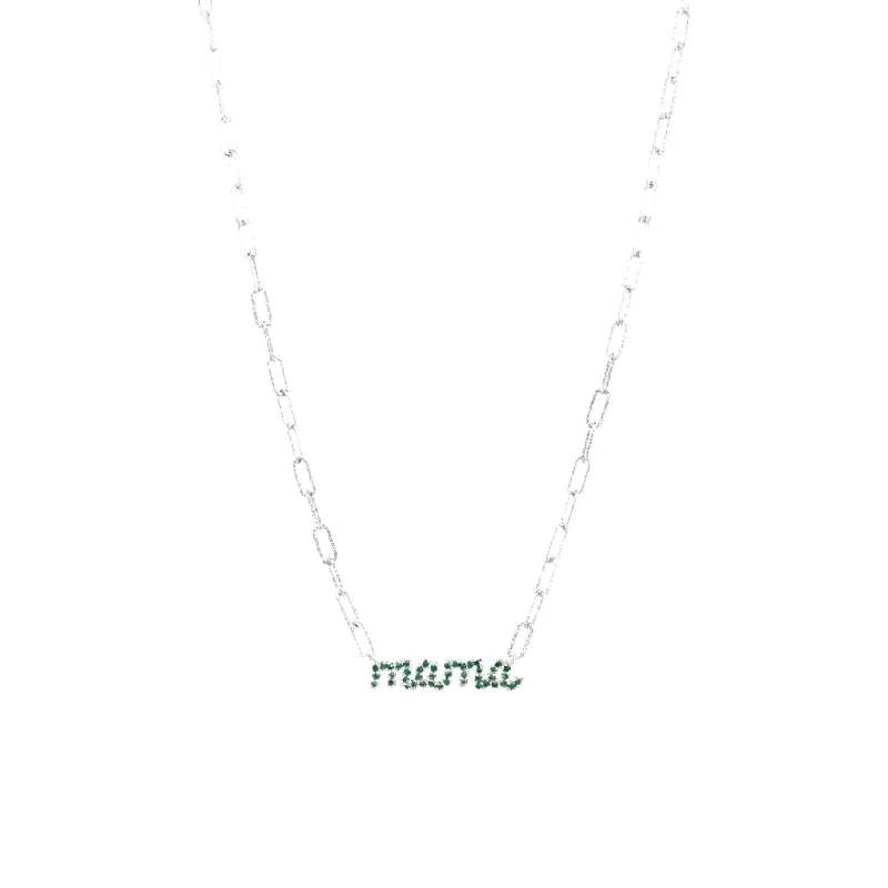 'Mama' Emerald Paperclip Necklace (Sample Sale) sold by IceLink
